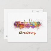 Carte Postale Strasbourg skyline in watercolor (Devant / Derrière)