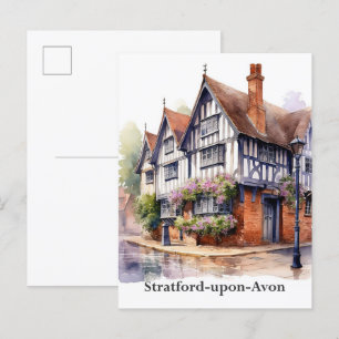 Carte Postale Stratford sur Avon Aquarelle Peinture Voyage