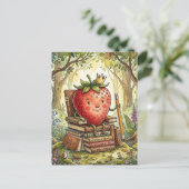 Carte Postale Strawberry Royalty on a Book Throne (Debout devant)