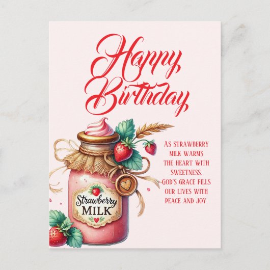 Carte Postale Strawberry Warmth Birthday Christian Card (Devant)