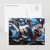 Carte Postale street art bleu (Devant / Derrière)