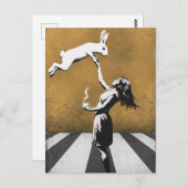 Carte Postale street art urbain graffiti Thé avec lapin (Devant / Derrière)