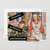 Carte Postale Stress est Desserts orthographié à l'envers (Devant / Derrière)