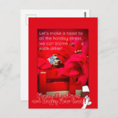 Carte Postale Stress vacances Sarcastique et citation Noël VINS (Devant / Derrière)