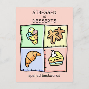 Carte Postale STRESSED est DESSERTS orthographiés à l'envers