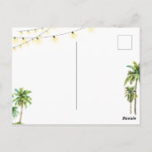 Carte Postale String Lights Tropical Beach Merci Mariage (Dos)