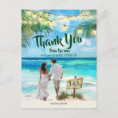 Carte Postale String Lights Tropical Beach Merci Mariage (Devant)