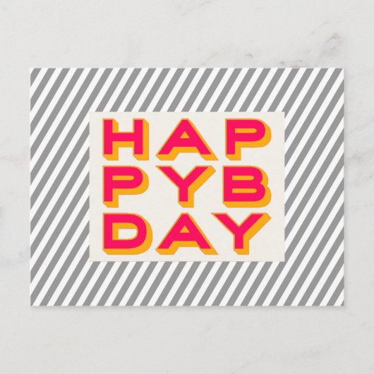 Carte Postale Striped Happy Anniversaire (Devant)