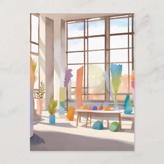 Carte Postale Studio d'art Abstrait | Aquarelle claire (Devant)