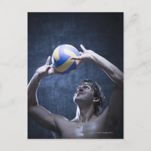 Carte Postale Studio tourné du joueur de volley-ball jouant