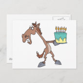 Carte Postale stupide cheval d'anniversaire avec dessin animé de (Devant / Derrière)