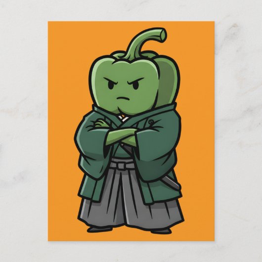 Carte Postale Sturdy Green Bell Pepper Samurai Bodyguard  (Devant)