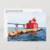 Carte Postale Sturgeon Bay, Wisconsin Phare Pierhead (Devant / Derrière)