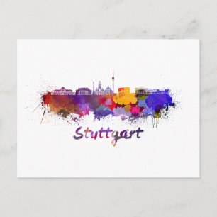 Carte Postale Stuttgart skyline in watercolor