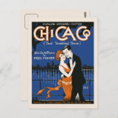 Carte Postale Style 1920 couple de danse, musique de Chicago (Devant / Derrière)