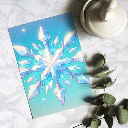 Carte Postale Style Anime Snowflake Art Elégant hiver