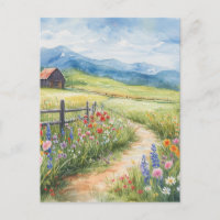 Style aquarelle prairie printanière avec fleurs