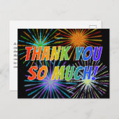 Carte Postale Style Arc-en-ciel "MERCI BEAUCOUP!", Fireworks Reg (Devant / Derrière)