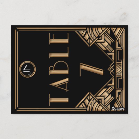 Carte Postale Style Art Déco Black Gold Tableau Numéro 7 (Dos)