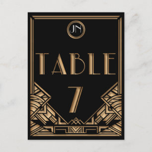 Carte Postale Style Art Déco Black Gold Tableau Numéro 7