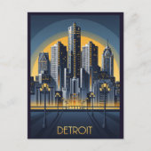 Carte Postale Style Art Déco de Detroit Michigan (Devant)