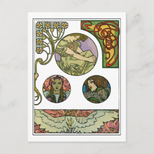 Carte Postale Style Art Nouveau, Mucha
