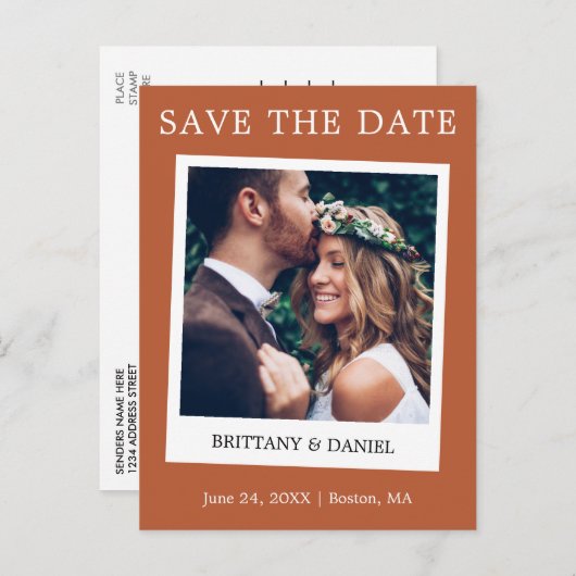 Carte Postale Style Caméra Instantané Enregistrer La Date Terrac (Devant / Derrière)