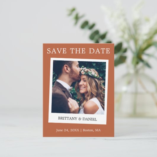 Carte Postale Style Caméra Instantané Enregistrer La Date Terrac (Debout devant)