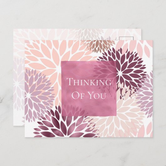 Carte Postale Style Chic rose floral Penser de vous (Devant / Derrière)