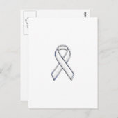 Carte Postale Style Chrome White Ribbon Sensibilisation (Devant / Derrière)