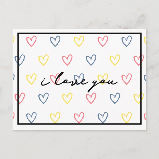 Carte Postale Style Cœurs Mignons 1 (Devant)