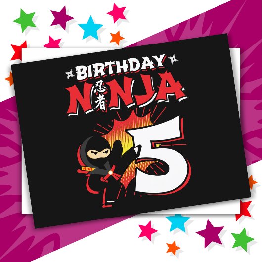 Carte Postale Style de bande dessinée ninja de 5 ans pour le 5e 