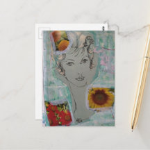 Style de cheveux rétro femme et fleurs collage
