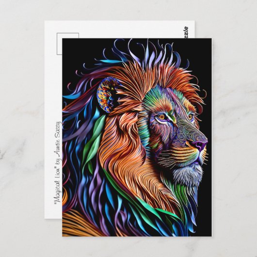 Carte Postale Style de découpe magique en papier lion, embarcati (Devant / Derrière)