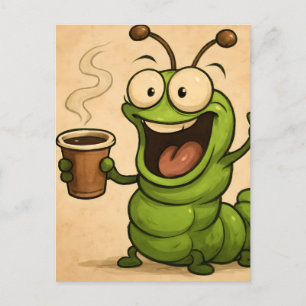 Carte Postale style de dessin surréaliste sur chenille caffinée