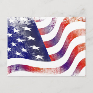 Carte Postale Style de Grunge Patriotique Faded American Drapeau