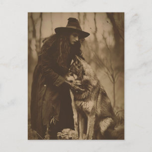 Carte Postale style de portrait sépia de sorcière victorienne 4