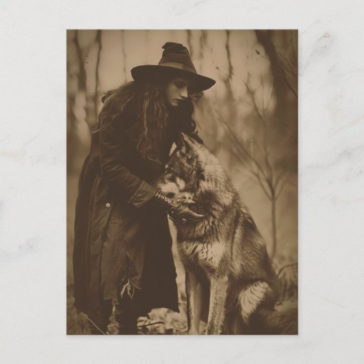 Carte Postale style de portrait sépia de sorcière victorienne 4 (Devant)