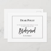 Carte Postale Style de typographie noire /Demande Bridesmaid (Devant / Derrière)