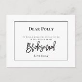 Carte Postale Style de typographie noire /Demande Bridesmaid (Devant)