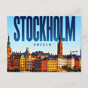 Carte Postale ⚓ Style de ville moderne de Stockholm au bord de l
