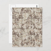 Carte Postale Style Désert Camouflage Numérique Décor Beige (Devant / Derrière)