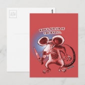 Carte Postale style dessin animé couteau blanc de rat en colère (Devant / Derrière)