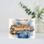 Carte Postale Style Dubrovnik Croatie aquarelle peinture (Debout devant)