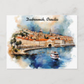 Carte Postale Style Dubrovnik Croatie aquarelle peinture (Devant)