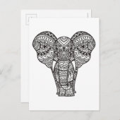 Carte Postale Style éléphant décoratif (Devant / Derrière)