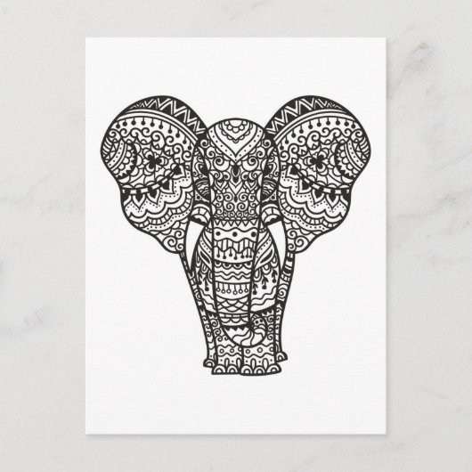 Carte Postale Style éléphant décoratif (Devant)