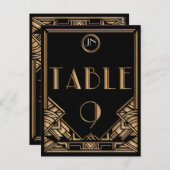 Carte Postale Style Gatsby Art Déco Black Gold Tableau Numéro 9 (Devant / Derrière)