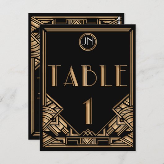 Carte Postale Style Gatsby Art déco d'or noir Tableau Numéro 1 (Devant / Derrière)