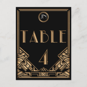 Carte Postale Style Gatsby Art déco d'or noir Tableau Numéro 4